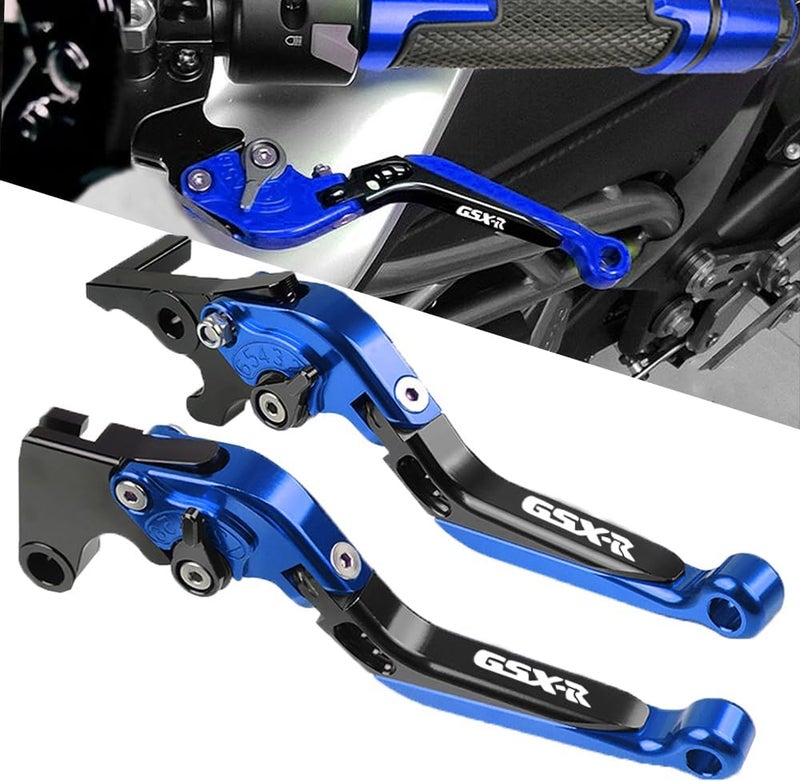 FREAXLL Motocycle Foldable Brake Clutch Levers Set, Fit with Suzuki GSXR1000 2009-2019 GSX-R600 2011-2019 GSXR750 2011-2019(Blue/Black) - Image 2